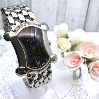 セリーヌ(CELINE)の【電池交換済み】CELINE セリーヌ 腕時計 シルバー ブラック ブラゾン(腕時計(アナログ))