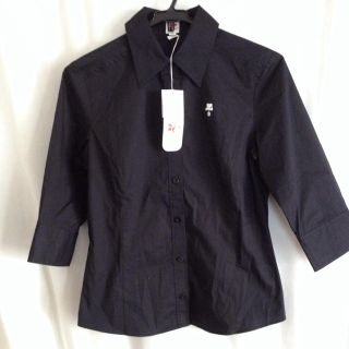 クレージュ(Courreges)の送料込＊クレージュ黒七分袖シャツ(シャツ/ブラウス(長袖/七分))