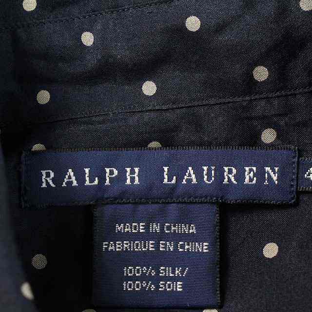 Ralph Lauren(ラルフローレン)のラルフローレン ブラウス シャツ 半袖 フリル カットソー 絹 4 M 紺 レディースのトップス(シャツ/ブラウス(半袖/袖なし))の商品写真