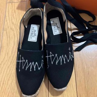 エルメス(HERMES)の【エルメス 】エスパドリーユ BLACK23㎝(スリッポン/モカシン)