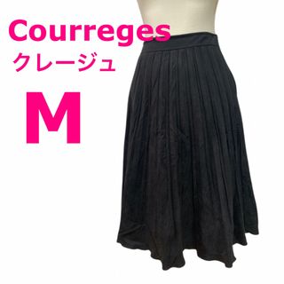 クレージュ(Courreges)のCourreges クレージュ☆美品☆ひざ丈プリーツスカート　ブラック　M(ひざ丈スカート)