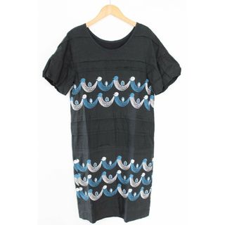 ミナペルホネン(mina perhonen)の【春夏物 新入荷】●mina perhonen/ミナ ペルホネン●twitter/刺しゅうワンピース/クルーネック/半袖/膝丈 ブラック/黒 レディース 36【中古】夏 onepi 125042(その他)