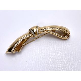クリスチャンディオール(Christian Dior)のN238 ディオール ピンブローチ リボンモチーフ ラインストーン(ブローチ/コサージュ)