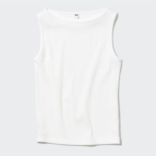 ユニクロ(UNIQLO)の未着用　リブボートネックノースリーブT(Tシャツ(半袖/袖なし))