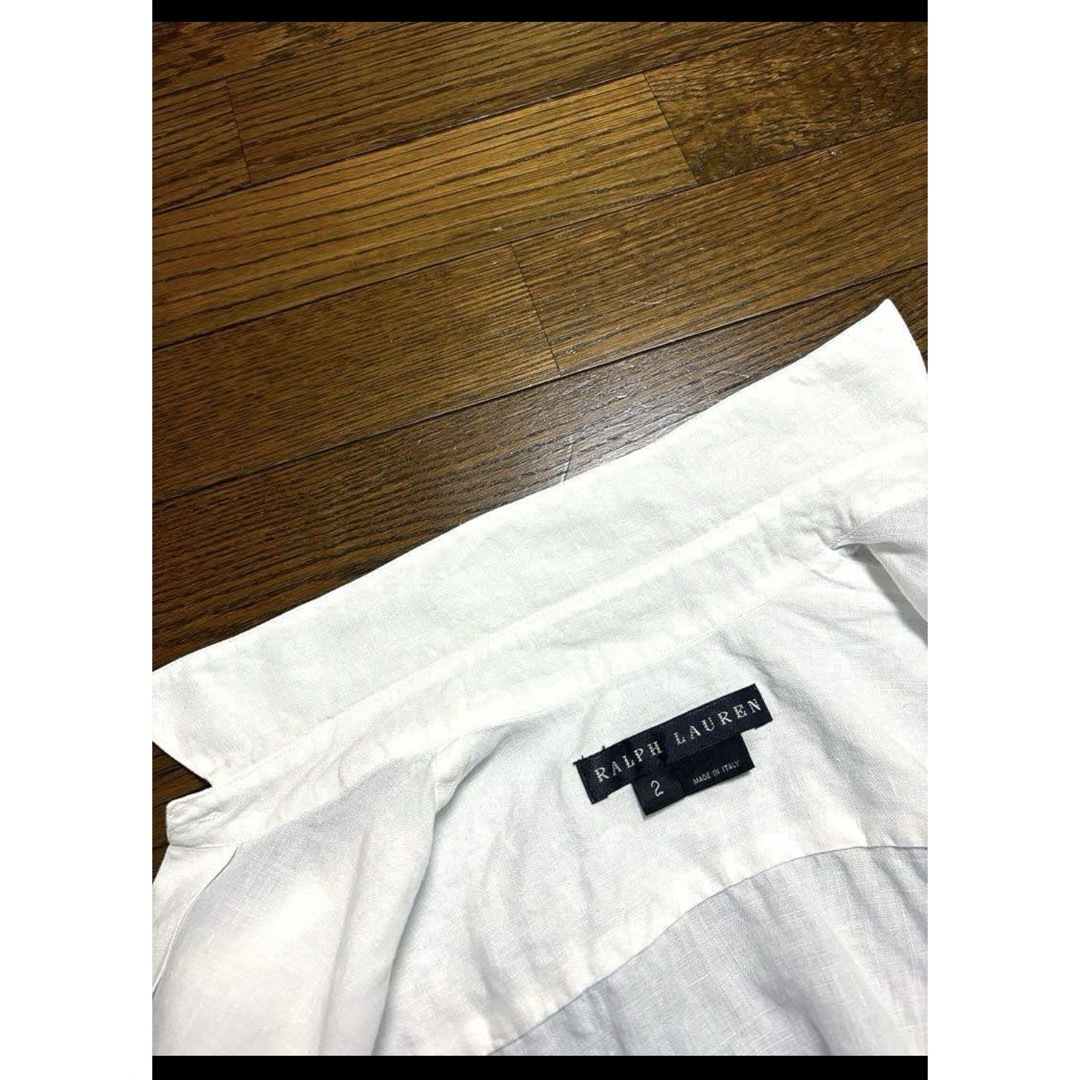 Ralph Lauren(ラルフローレン)の【最高級 イタリア製】 リネンシャツ ラルフローレン 半袖 ホワイト  2170 レディースのトップス(シャツ/ブラウス(半袖/袖なし))の商品写真