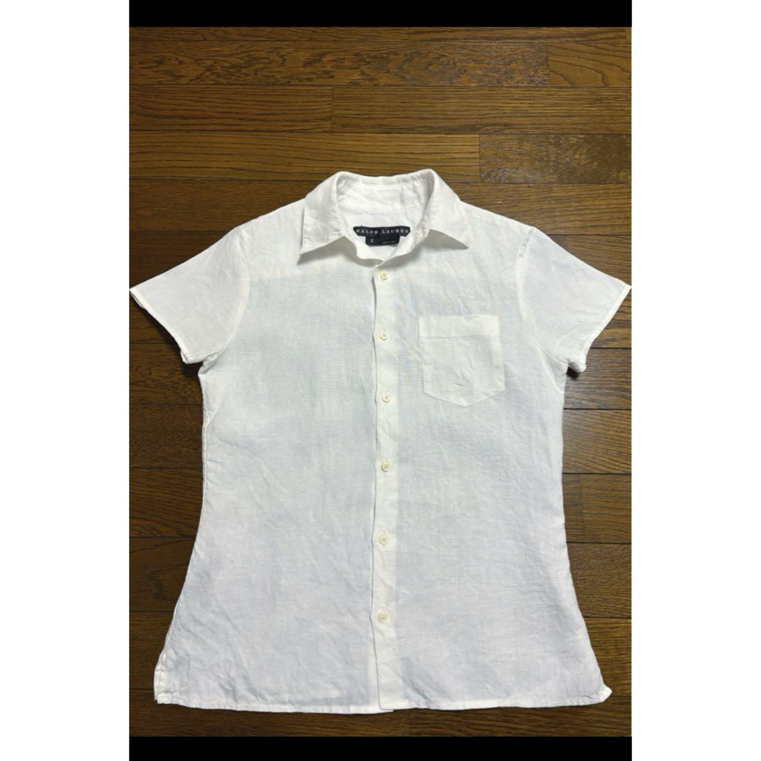 Ralph Lauren(ラルフローレン)の【最高級 イタリア製】 リネンシャツ ラルフローレン 半袖 ホワイト  2170 レディースのトップス(シャツ/ブラウス(半袖/袖なし))の商品写真