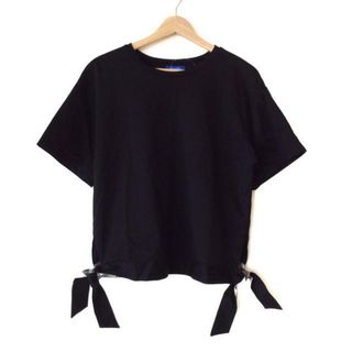 ブルーレーベルクレストブリッジ(BLUE LABEL CRESTBRIDGE)のBLUE LABEL CRESTBRIDGE(ブルーレーベルクレストブリッジ) 半袖カットソー サイズ38 M レディース - 黒×ベージュ×ボルドー クルーネック/チェック柄/リボン(カットソー(半袖/袖なし))