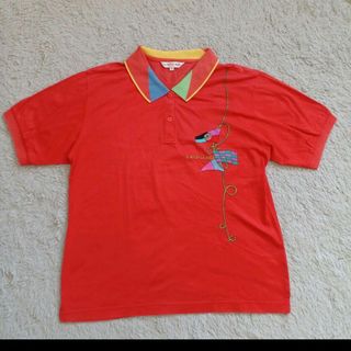 レオナール(LEONARD)の値下げ！レオナール美品 レディース 半袖ポロシャツ ヴィヴィッドオレンジ シャツ(Tシャツ(半袖/袖なし))