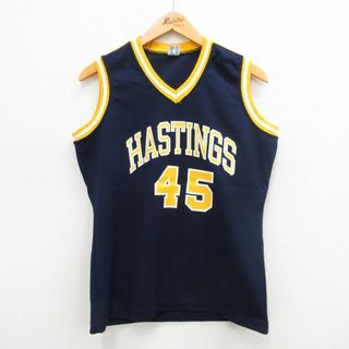 チャンピオン(Champion)の古着 チャンピオン champion ビンテージ タンクトップ レディース 80年代 80s HASTINGS Vネック USA製 紺他 ネイビー ユニフォーム ゲームシャツ 24aug02 中古(Tシャツ(半袖/袖なし))