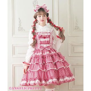 アンジェリックプリティー(Angelic Pretty)のPrettyフリルジャンパースカート 黒 ギンガムチェック(ロングワンピース/マキシワンピース)