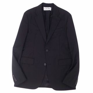 ロエベ(LOEWE)の美品 ロエベ LOEWE ジャケット テーラードジャケット アナグラム 無地 ウール モヘヤ アウター メンズ 46(S相当) 黒(テーラードジャケット)