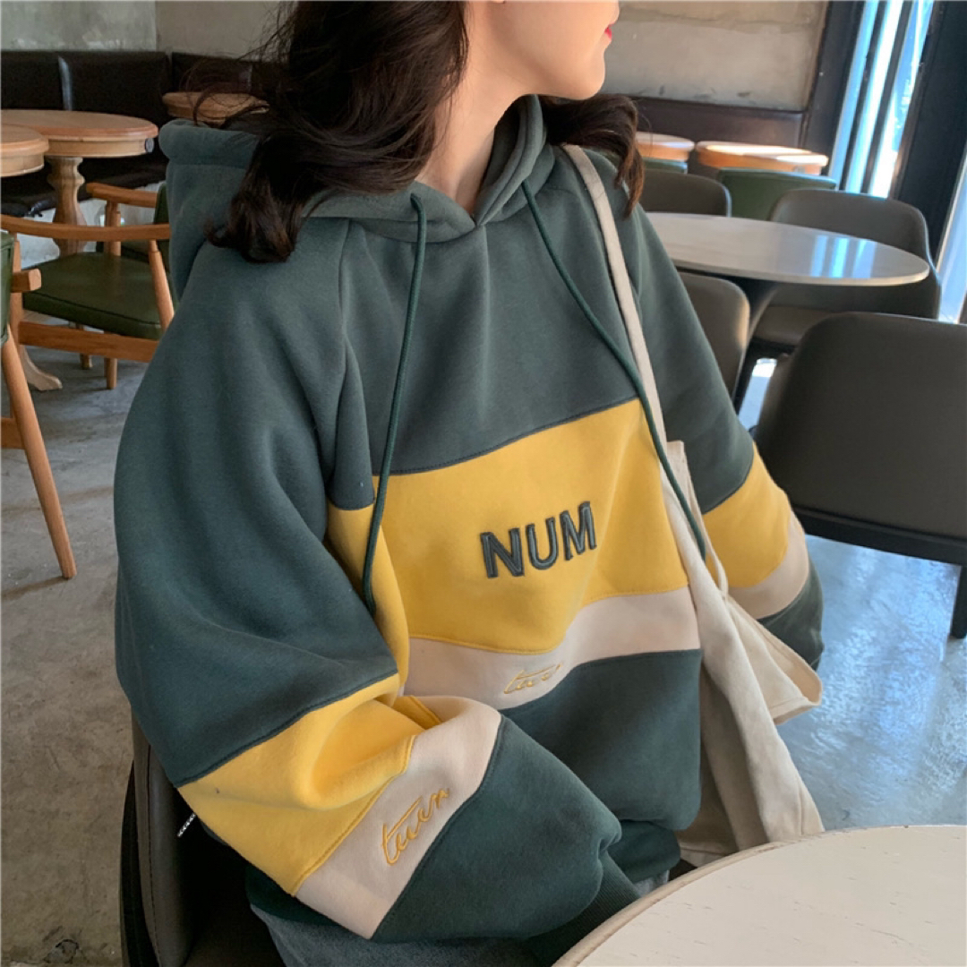 ✨SALE✨XLマルチカラー  トレーナー トップス　韓国　グリーンマルチ レディースのトップス(トレーナー/スウェット)の商品写真