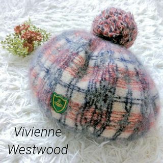 【美品】Vivienne Westwood　チェックベレー帽　オーブワッペン