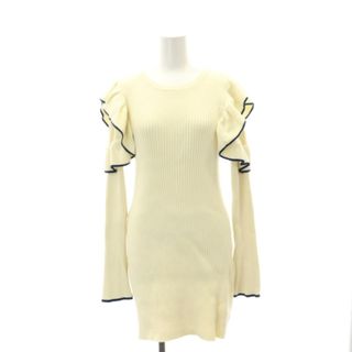 マウジー(moussy)のマウジー COLOR LINE ニット ミニワンピ―ス 長袖 2 アイボリー(ミニワンピース)
