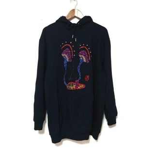 セリーヌ(CELINE)のCELINE(セリーヌ) パーカー サイズXS メンズ - 黒 長袖/ラインストーン(パーカー)