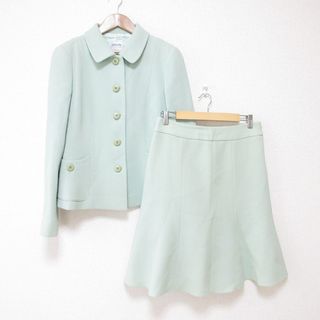 アルマーニ コレツィオーニ(ARMANI COLLEZIONI)の美品 ARMANI COLLEZIONI アルマーニコレッツィオーニ シングルジャケット＋ひざ丈スカート スーツ セットアップ 42 ミントグリーン レディース 古着 中古 USED(スーツ)