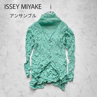 イッセイミヤケ(ISSEY MIYAKE)の【希少】極美品　イッセイミヤケ　ハイネックカットソー　カーディガン　セット　しわ(カーディガン)