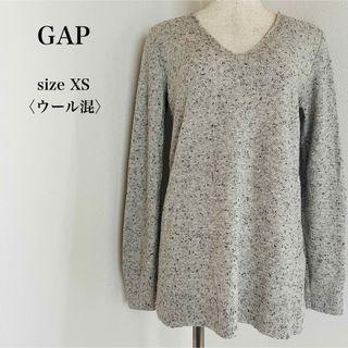 ギャップ(GAP)のギャップ GAP ウール混 薄手 長袖ニット Vネック ライトグレー レディース(ニット/セーター)