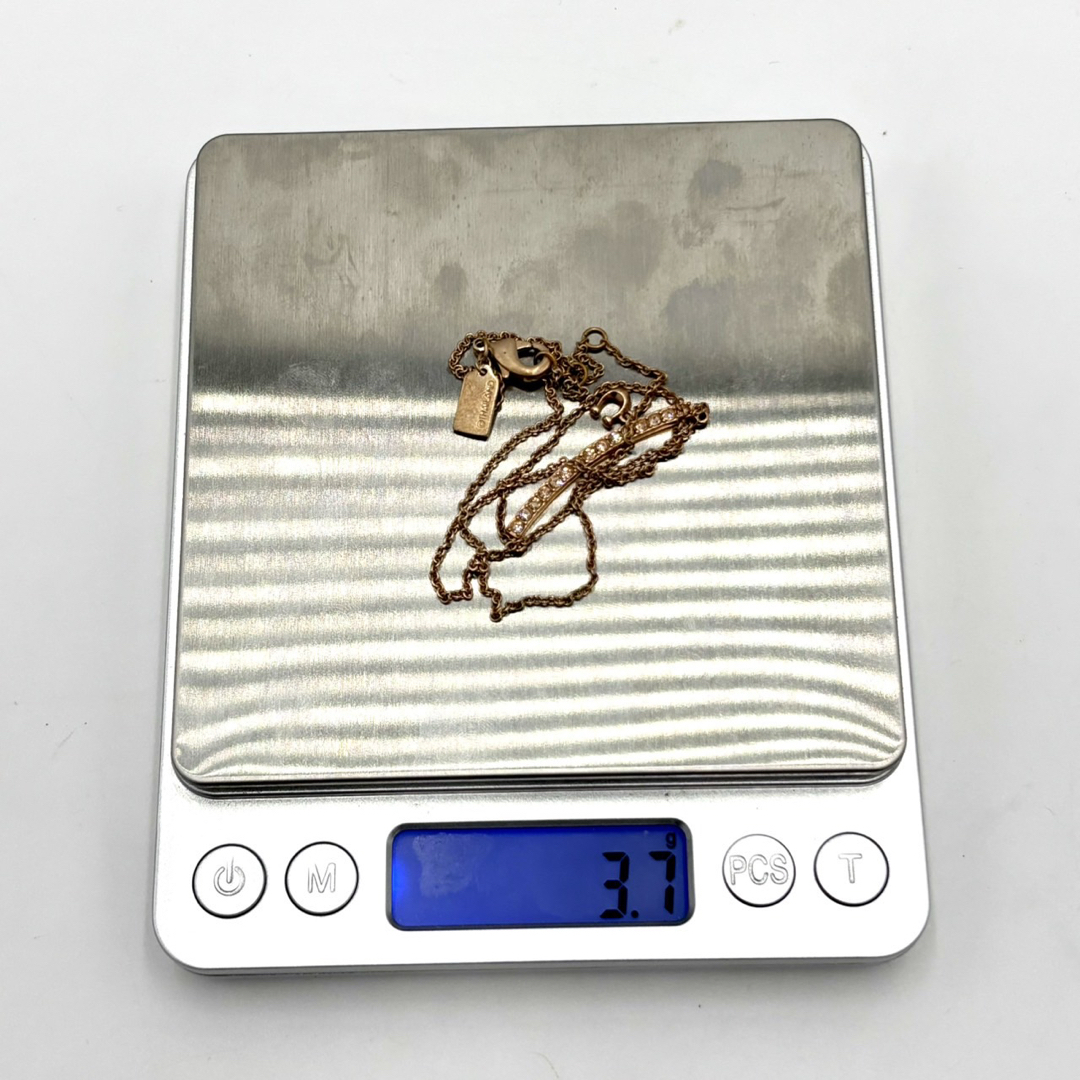 COACH(コーチ)の【良品】COACHコーチ ネックレス　ラインストーン　Cモチーフ　ゴールドカラー レディースのアクセサリー(ネックレス)の商品写真