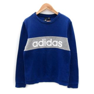 アディダス(adidas)のアディダス トレーナー スウェット ロゴプリント 裏起毛 L 青 ブルー(トレーナー/スウェット)