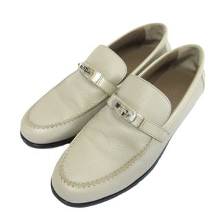 エルメス(HERMES)の美品 HERMES エルメス デスタン ケリーバックル レザー モカシン ローファー 36.5サイズ 23.5cm相当 トープ×シルバー金具 レディース 古着 中古 USED(スリッポン/モカシン)