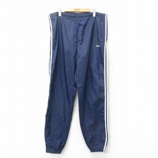 アディダス(adidas)のW40★古着 アディダス adidas ナイロン パンツ メンズ 90年代 90s ワンポイントロゴ 大きいサイズ 紺他 ネイビー 3本ライン 25jan24 中古 ボトムス ロング(ワークパンツ/カーゴパンツ)