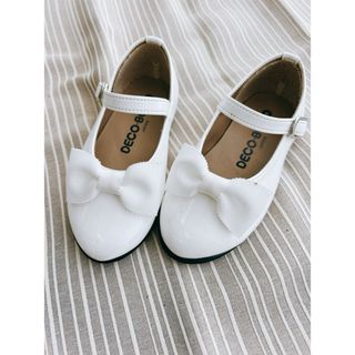 ホワイトリボン付きフォーマルシューズ　子供用　14cm 日本製(フォーマルシューズ)
