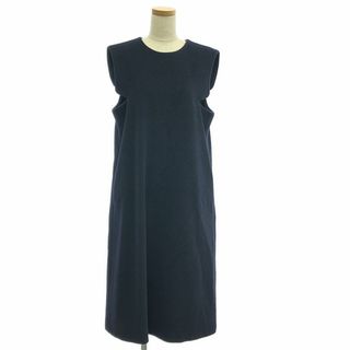 ミナペルホネン(mina perhonen)の【新品】  mina perhonen / ミナペルホネン | yo ウールカシミヤノースリーブワンピース | 42 | ネイビー | レディース(ロングワンピース/マキシワンピース)
