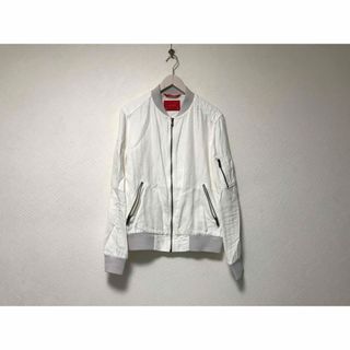 ザラ(ZARA)の本物ザラマンZARAMANジップリネン麻 MA1ジャケット長袖サーフメンズ白M(ブルゾン)
