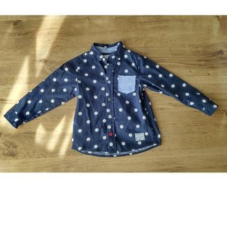 グローバルワーク(GLOBAL WORK)のグローバルワーク　ドット柄シャツ　ネイビー　110cm(ブラウス)