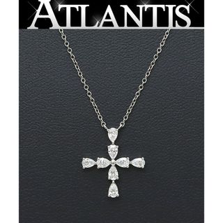 ハリーウィンストン(HARRY WINSTON)の【広尾店】美品 ハリーウィンストン HARRY WINSTON ペアシェイプ ミニクロス ダイヤ ネックレス Pt950 3.8g 約42cm 【15728】(ネックレス)