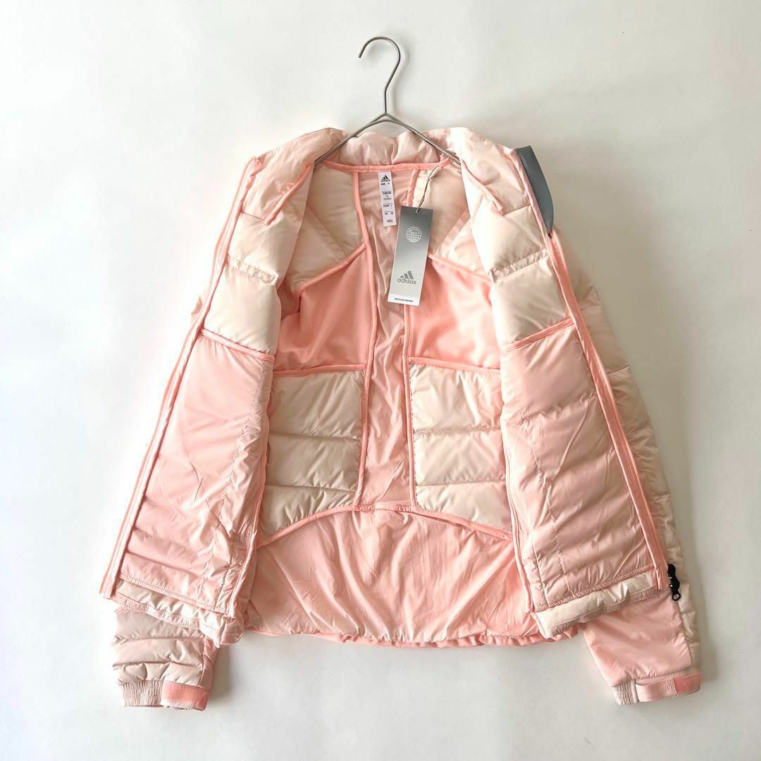 adidas(アディダス)の新品タグ付 adidas ダウンジャケット ピンク Lサイズ 30800円 レディースのジャケット/アウター(ダウンジャケット)の商品写真