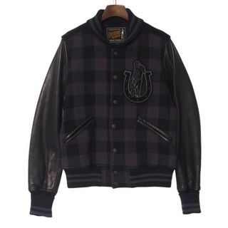 ヒステリックグラマー(HYSTERIC GLAMOUR)の■美品■HYSTERIC GLAMOUR ヒステリックグラマー スタジャン サイズMedium ジャケット チェック柄 袖革 ロゴボタン ブランド古着【中古】20250225/RA3544(スタジャン)