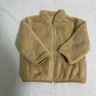 ユニクロ(UNIQLO)のユニクロ　ファーフリースジャケット　上着　ベージュ　キッズ　80(ジャケット/コート)