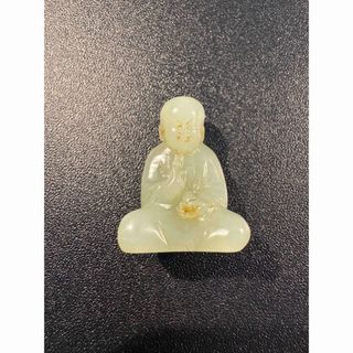 本玉天然石和田玉 清時代中国古美術骨董 雕刻置物 玉彫 根付如来 仏像開運風水(彫刻/オブジェ)