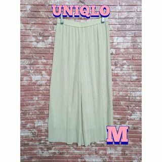 ユニクロ(UNIQLO)の【UNIQLO】シフォン プリーツ スカートパンツ イエロー  M(バギーパンツ)
