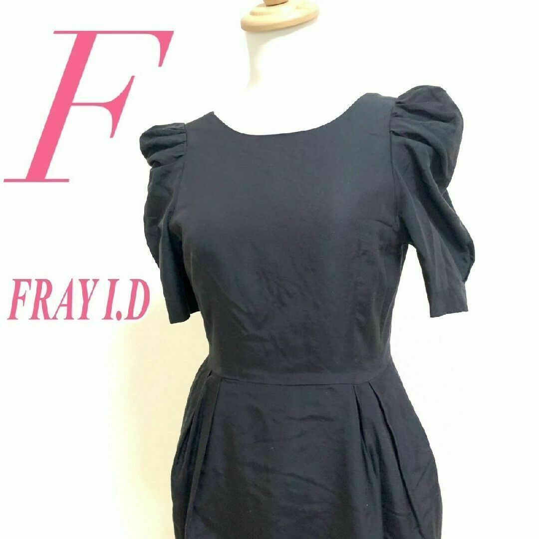 FRAY I.D(フレイアイディー)のフレイアイディー　ワンピース　F　ブラック　リボン　バックシャン　ミニ丈 レディースのワンピース(ミニワンピース)の商品写真