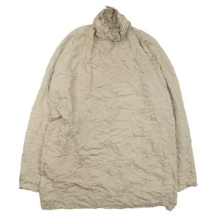イッセイミヤケ(ISSEY MIYAKE)の美品 93aw 90s ISSEY MIYAKE イッセイミヤケ プリーツ加工 チュニック シャツ ブラウス プルオーバー L ベージュ IM33-FJ802 レディース 古着 中古 USED(チュニック)