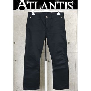 クロムハーツ(Chrome Hearts)のCHROME HEARTS 銀座店 クロムハーツ チノ ワークパンツ クロスボール レザー切り替え JVP パンツ メンズ size:33 黒 97990(デニム/ジーンズ)