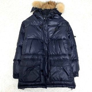 FIRST DOWN - FIRST DOWN ファーストダウン ダウンジャケット ファー付き ロング丈 メンズ ブラック Lサイズ