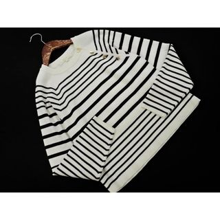 グローブ(grove)のgrove グローブ マルチボーダー ニット セーター sizeM/白ｘ黒 ■◇ レディース(ニット/セーター)