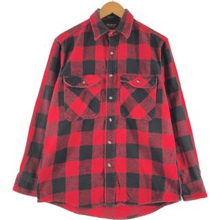 オシュコシュ(OshKosh)の古着 80~90年代 オシュコシュ Osh kosh バッファローチェック 長袖 ヘビーネルチェックシャツ USA製 メンズM相当 ヴィンテージ /eaa533542(シャツ)