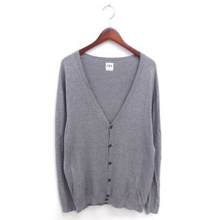 ザラ(ZARA)のザラ ZARA カーディガン ニット 薄手 無地 シンプル 長袖 XL グレー(カーディガン)