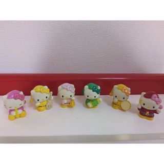 ハローキティ(ハローキティ)の当時物　SANRIO サンリオ　ハローキティ　ソフビ　指人形　音楽隊６人(その他)