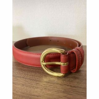 コーチ(COACH)の【美品】コーチ　coach レザー ベルト 金色バックル　赤　ボルドー(ベルト)