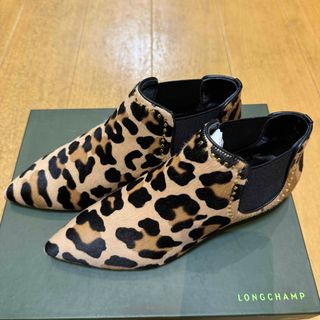 ロンシャン(LONGCHAMP)の23cm新品ロンシャンイタリア製レオパードスタッズハラコレザーブーティ36通勤(ブーティ)