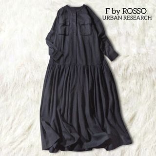 アーバンリサーチロッソ(URBAN RESEARCH ROSSO)のエフバイロッソ シャツワンピース ロング 36 ネイビー 長袖 アーバンリサーチ(ロングワンピース/マキシワンピース)