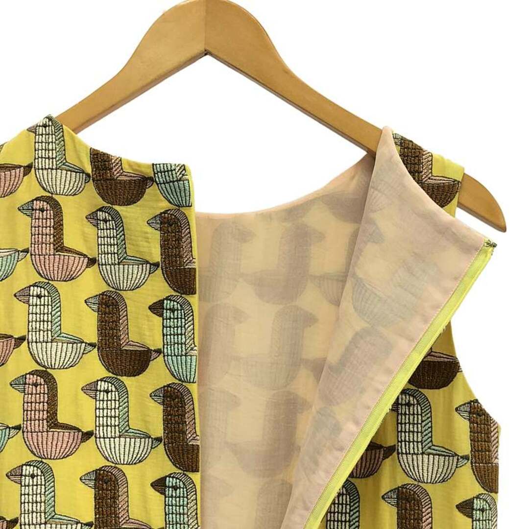 mina perhonen(ミナペルホネン)のmina perhonen / ミナペルホネン | wood bird ワンピース | 36 | イエロー | レディース レディースのワンピース(ひざ丈ワンピース)の商品写真