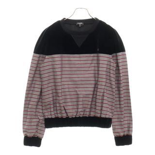 シャネル(CHANEL)のCHANEL シャネル 22AW ベルベット切替 ボーダー クルーネックスウェットシャツ トレーナー P73405 ブラック レディース(トレーナー/スウェット)
