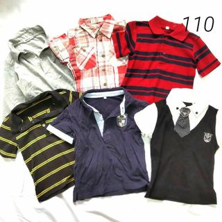 ニッセン(ニッセン)の⑯ キッズ服　男の子　まとめ売り　ポロシャツ　シャツ　110　春夏物　チェック(ブラウス)